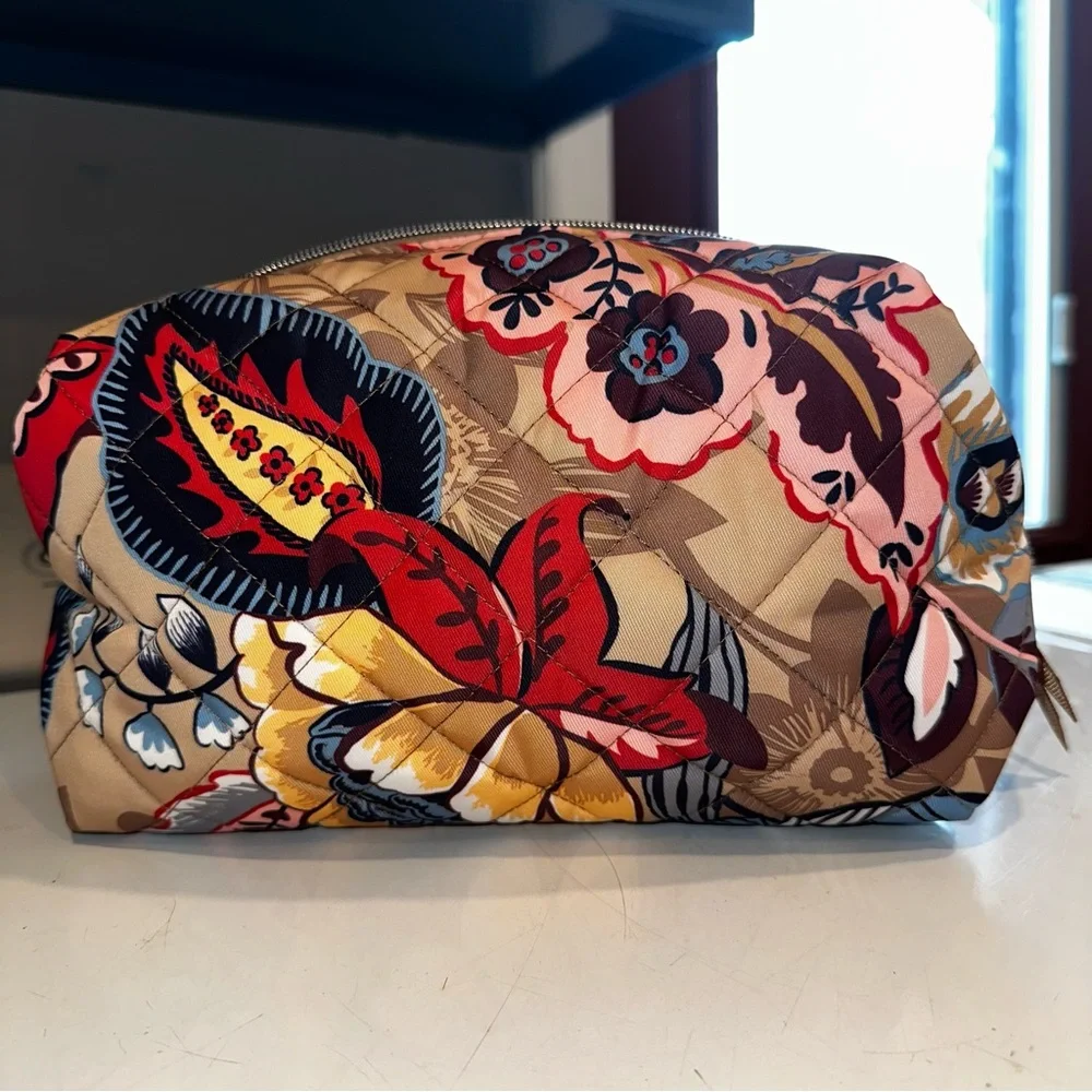 Vera Bradley Botanical Beauty Large Cosmetic Organizer Bag in Performance Twill